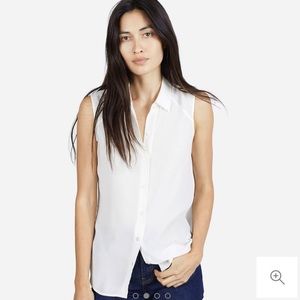 Everlane Silk Sleeveless Shirt in Off-White